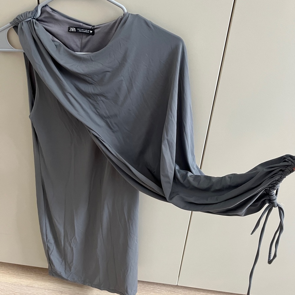 Zara grey off the shoulder dress